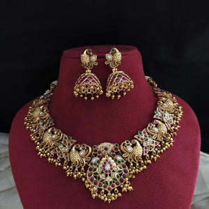 Antique Peacock Necklace Set – Timeless Temple Jewelry