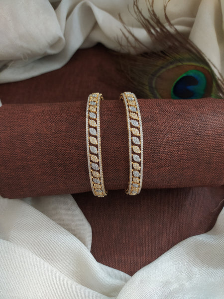 Dazzling Full White Zircon Bangles – A Diamond Replica in