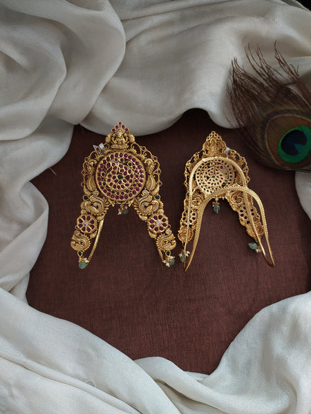 Antique Lakshmi Peacock Designed Bajuband with Kemp Zircon Stones Sonal Fashion Jewellery