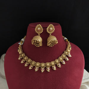 Antique Kemp Mango Design Necklace Set with Matching Jhumki