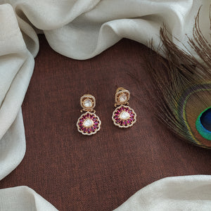 Kundan Earrings – Ruby & Emerald Shades