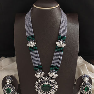 Statement CZ Zircon Beaded Mala Long Set