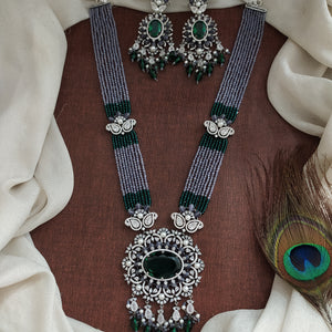 Statement CZ Zircon Beaded Mala Long Set