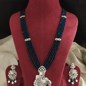 CZ Beads Zircon Mala Set with Peacock Pendant – 4 Elegant Colors
