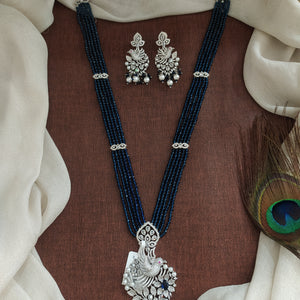 CZ Beads Zircon Mala Set with Peacock Pendant – 4 Elegant Colors