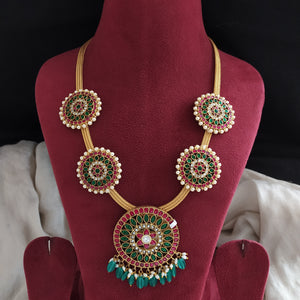 Gold-Plated Jadau Kundan Long Necklace – Regal & Timeless