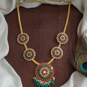 Gold-Plated Jadau Kundan Long Necklace – Regal & Timeless