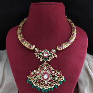 Jadau Kundan Hasli / Kanti Necklace – Peacock Design (Earrings Not Included)