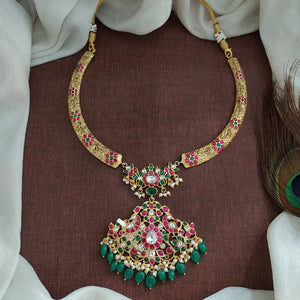Jadau Kundan Hasli / Kanti Necklace – Peacock Design (Earrings Not Included)