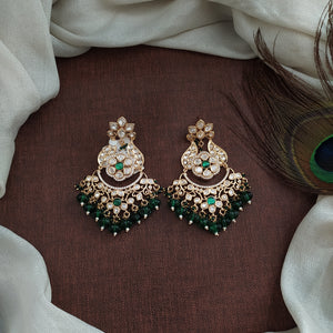 Polki Kundan Chandelier Earrings | Traditional Long Ethnic Earrings | Red & Green