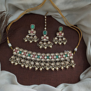 Elegant Kundan Choker Set in Victorian Finish