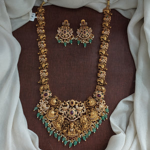 Antique Nakshi Work Lakshmi Statement Long Haram Set