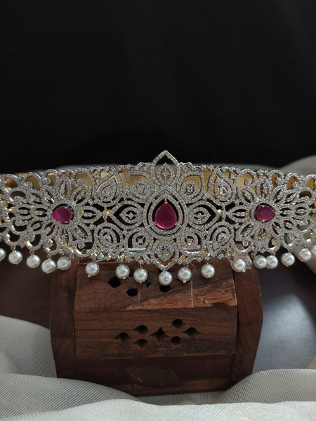 Antique hip belt with Zircon stones in Lakshmi design - Sonal Fashion  Jewellery - Sonal Fashion Jewellery
