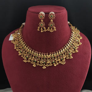 Antique Design Kemp Necklace Set with Golden Ball Drops
