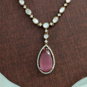 Victorian Elegance With Single Layer Zircon & Moissanite Stones Necklace Set