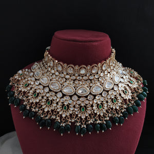Radiate Regal Grandeur Kundan Meenakari Mesmerizing Full Neck Heavy Necklace Set