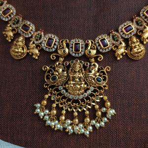 Divine Blessings and Enchanting Beauty Lakshmi Ji & Peacock Antique Necklace Set