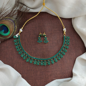 Gold-Plated Zircon Necklace Sets with Earrings - Available in Emerald, Sapphire, and Ruby