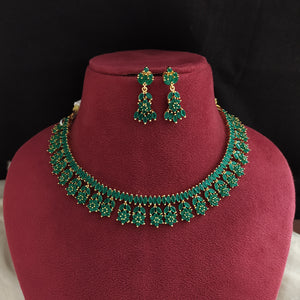 Gold-Plated Zircon Necklace Sets with Earrings - Available in Emerald, Sapphire, and Ruby