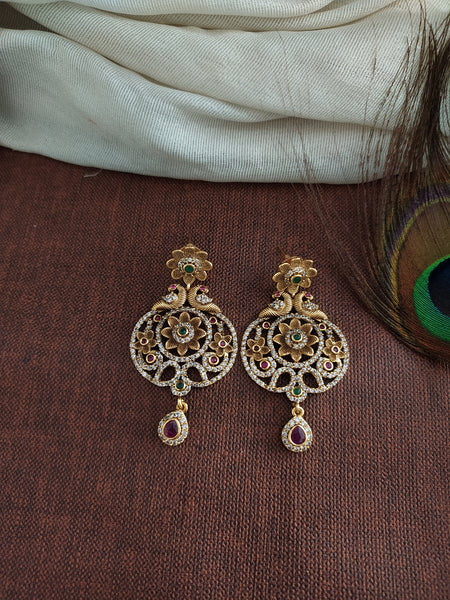 Antique Zircon Long Haram Set (Non-Idol Design) | Elegant