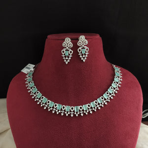 Elegant Zircon Necklace Set – Rhodium & Gold Finish | Soft Color Tones