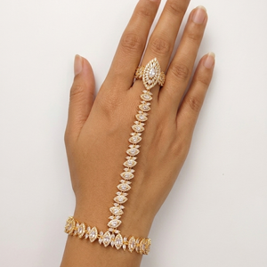 AD Stone Hathphool (Palm Bracelet) – Adjustable Bridal Hand Harness in Gold & Two-Tone Polish