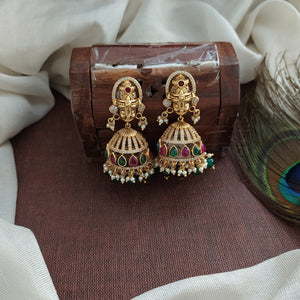 Antique Balaji Studded Jhumki – Divine Elegance