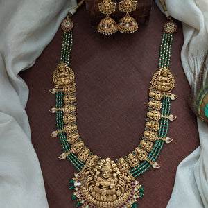 Antique Lakshmi Long Haram Set with Nakshi Work