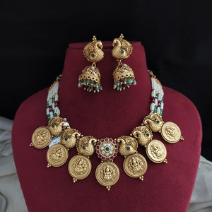 Antique Peacock Kasumalai Necklace Set – Timeless Temple Elegance
