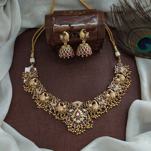 Antique Peacock Necklace Set – Timeless Temple Jewelry