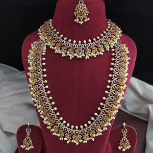 Budget-Friendly Guttupusalu Semi-Bridal Set with Kemp & Zircon Stones