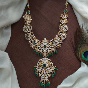 Designer Gold-Plated AD Stone Mid-Haram Set