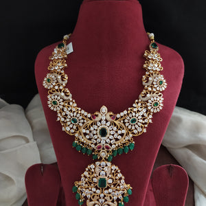 Designer Gold-Plated AD Stone Mid-Haram Set