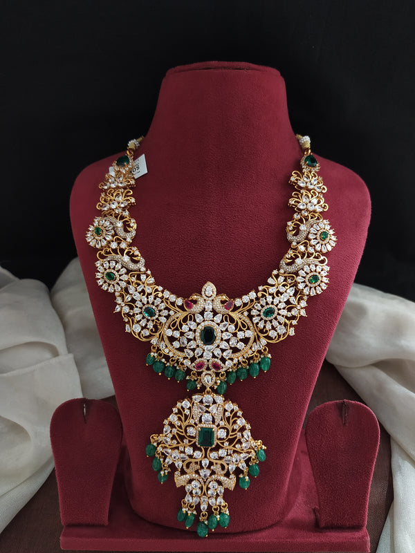 Designer Gold-Plated AD Stone Mid-Haram Set Sonal Fashion Jewellery