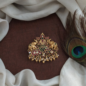 Antique Kemp Lakshmi Pendant with Dual Elephants – Customizable Design