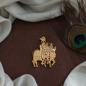 Divine Krishna with Cow Kundan Pendant
