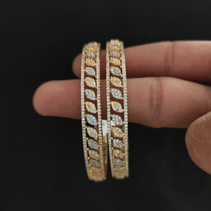Dazzling Full White Zircon Bangles – A Diamond Replica in Two-Tone Finish! ✨💎