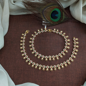 Gold-Plated Zircon Anklets – Elegant Traditional Foot Jewelry