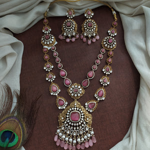 Stunning Double-Layered Haram Set with Moissanite and Kundan Stones