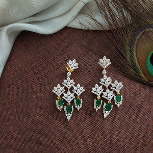 Zircon Layered Long Haram Set in Diamond and Rhodium Finishes