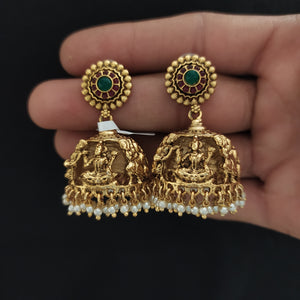 Antique Designer Lakshmi Jhumki with Pearl Drops