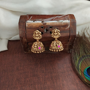 Antique Lakshmi Pendant Mala Set with Floral and Golden Ball Chain