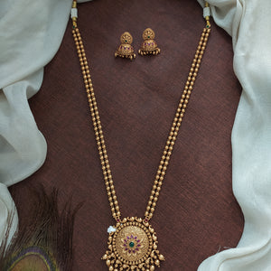 Antique Double-Layered Mala Set with Floral Pendant