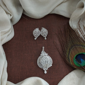 Silver Rhodium Zircon Pendant Set – Timeless Shine