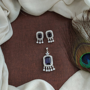 Zircon Pendant Set – Dual Finish Elegance