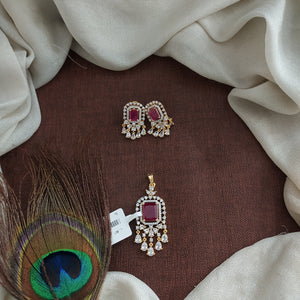 Zircon Pendant Set – Dual Finish Elegance