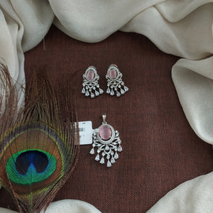 Zircon Pendant Set – Dual Finish Elegance