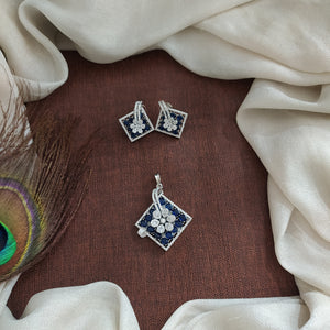 Zircon Pendant Set – Dual Finish Elegance