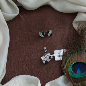 Silver Rhodium Zircon Pendant Set – Vibrant Elegance