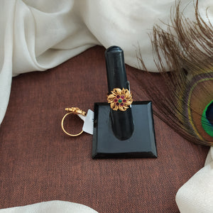 Matt Finish Floral Design Adjustable Ring